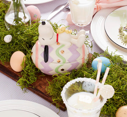 Lenox Peanuts Dulcera Snoopy y Woodstock Pascua Porcelana Huevo Oro 24K Primavera