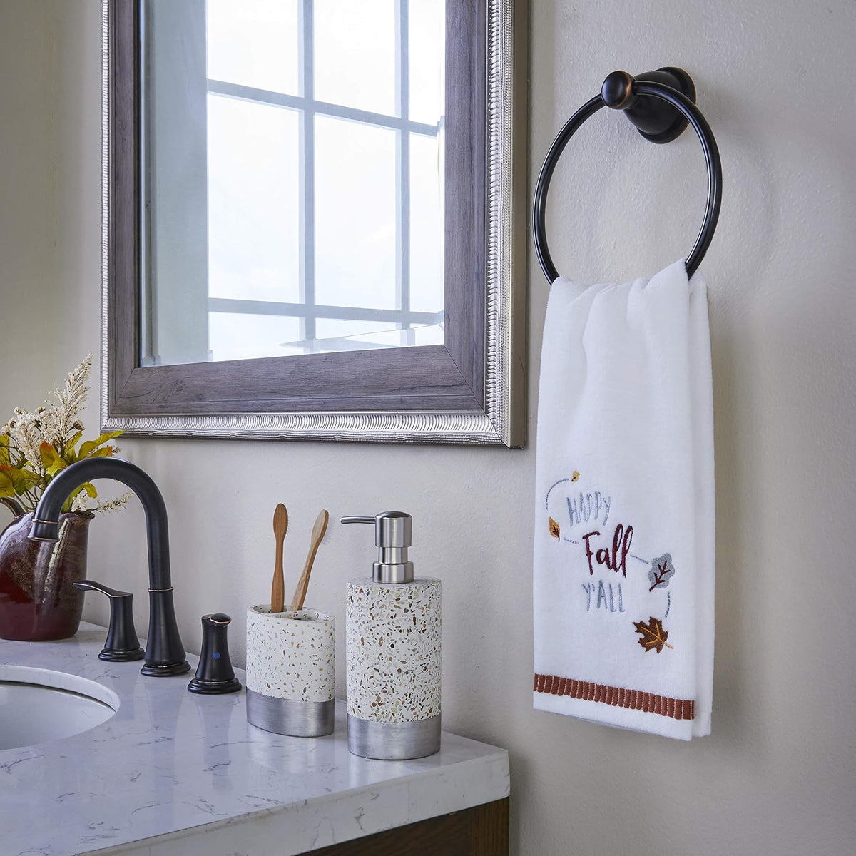 SKL Home Harvest - Juego de Toallas de Mano para baño, Cocina, Bar y Regalo, 16 x 25 Pulgadas, Color Blanco, 2 Unidades