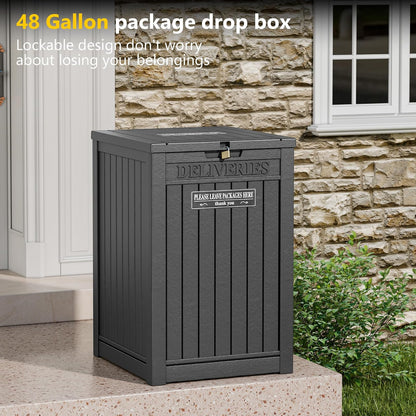 Caja de entrega de resina de 48 galones para exteriores, caja de almacenamiento con seguridad , gran paquete de resina de doble pared al aire última intervensión y caja impermeable para