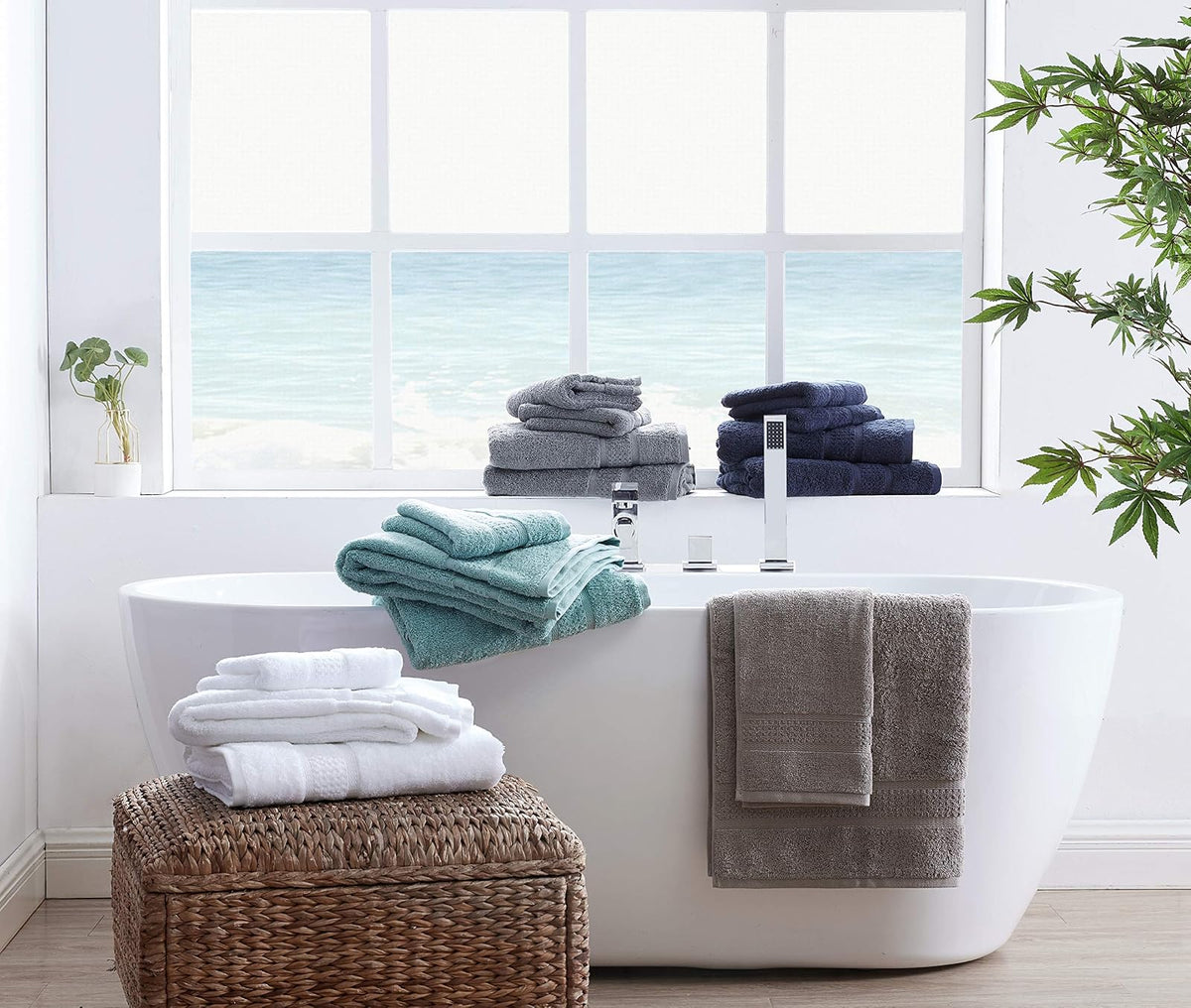 Nautica - Toallas de baño, Resistentes a la decoloración, absorbentes de resaltes, Certificado Oeko-Tex, 6 Piezas