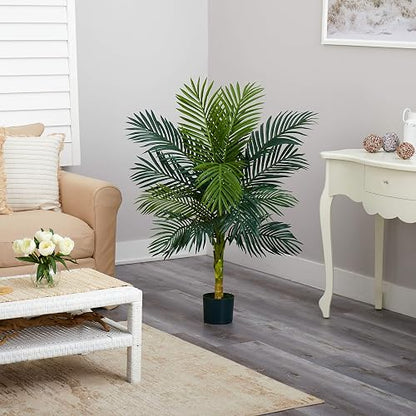 Nearly Natural 5357 Dorado caña Palmera, 4-Feet, Verde | 4 Pies, Verde, Artificial, Hojas Doradas