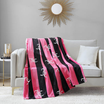Juicy Couture Cabana - Manta de Felpa de Felpa a Rayas de 50 x 70 Pulgadas, Lujosa Manta de Felpa de Microfibra para máxima Comodidad y Calidez acogedora