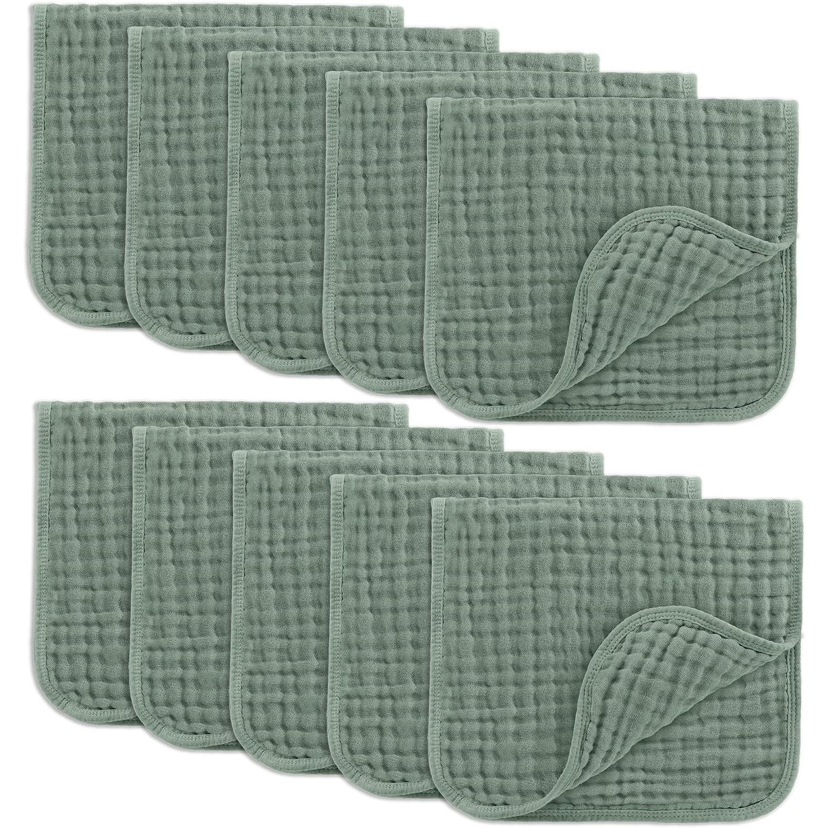 Comfy Cubs Paños de Muselina para Eructar, 100% Algodón, 6 Capas Absorbentes - Fern - 10-Pack 20"X10"