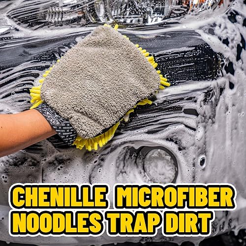 Chemical Guys Manopla de Lavado de Microfibra Premium de Tres direcciones, Ideal para Automóviles, Camiones, todoterrenos, vehículos recreativos y más, Amarillo