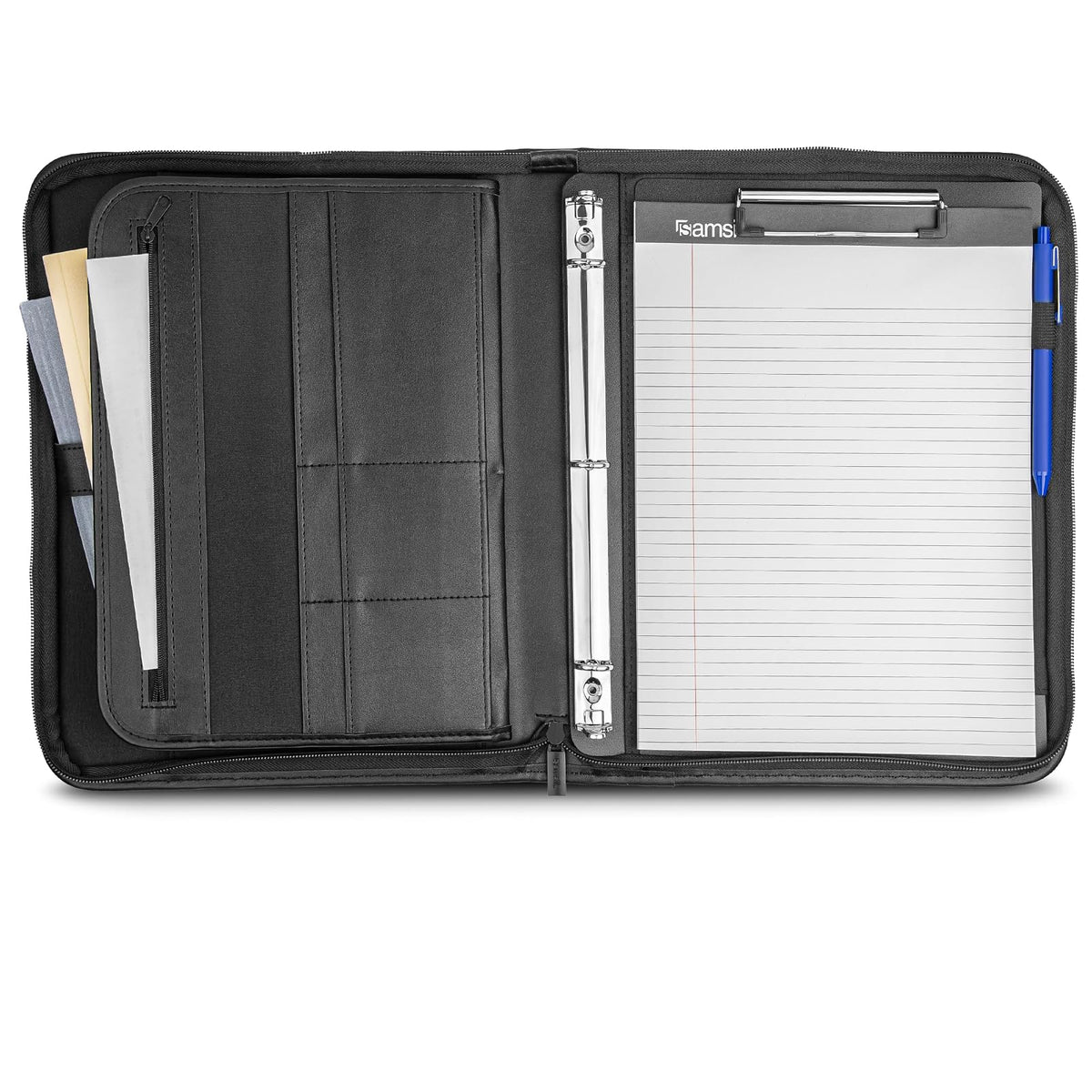Samsill Padfolio Profesional Con Portapapeles, Carpeta de Anillos 0.5 Pulgadas y Funda Tablet 10.1