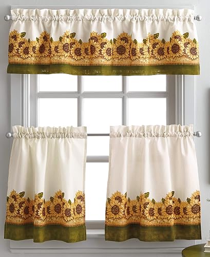 Curtainworks Cortina de Cocina con Ventana de jardín y Cenefa, Color Amarillo, Juego de Niveles de 36 Pulgadas