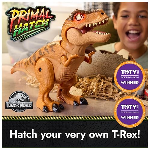 Primal Hatch Jurassic World, Juguete de Huevo y Dinosaurio Interactivo, eclosiona el Huevo y Entrena al bebé Dinosaurio con más de 100 Sonido, Juguetes para niños y niñas a Partir de 5 años