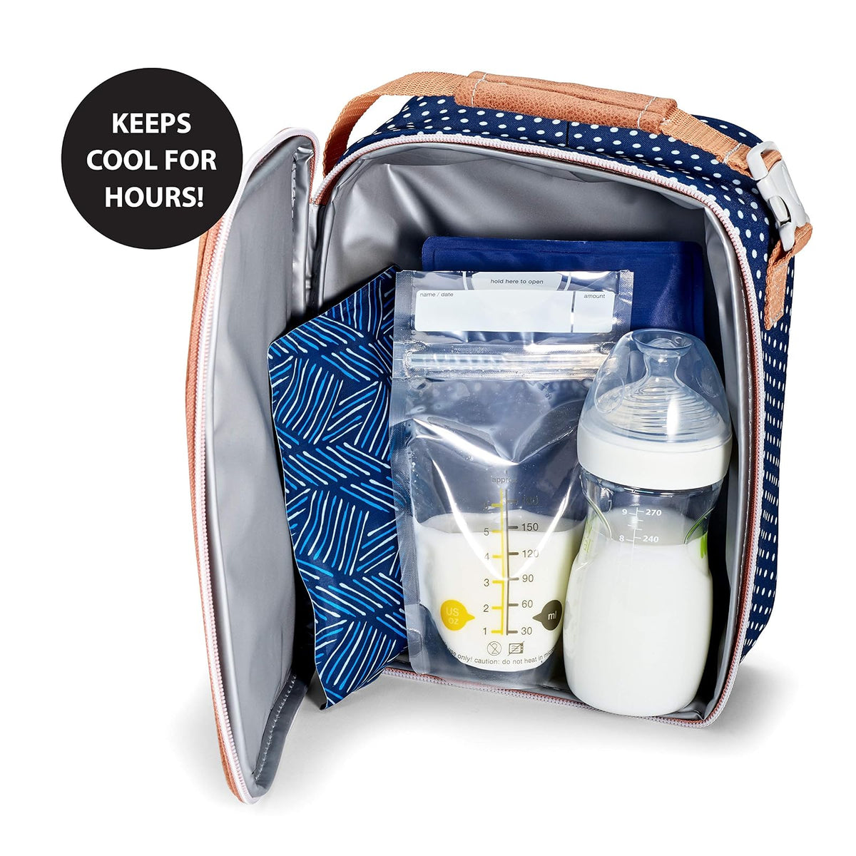 Fit & Fresh Cool Coolers - Paquetes de hielo suaves reutilizables y flexibles, 2 unidades, tela de dibujo azul marino y azul
