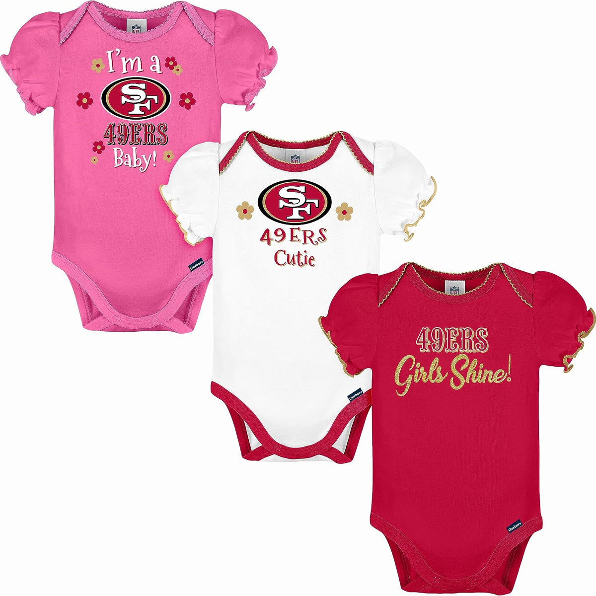 NFL Baby-Girls 3 Pack Short Sleeve Bodysuit