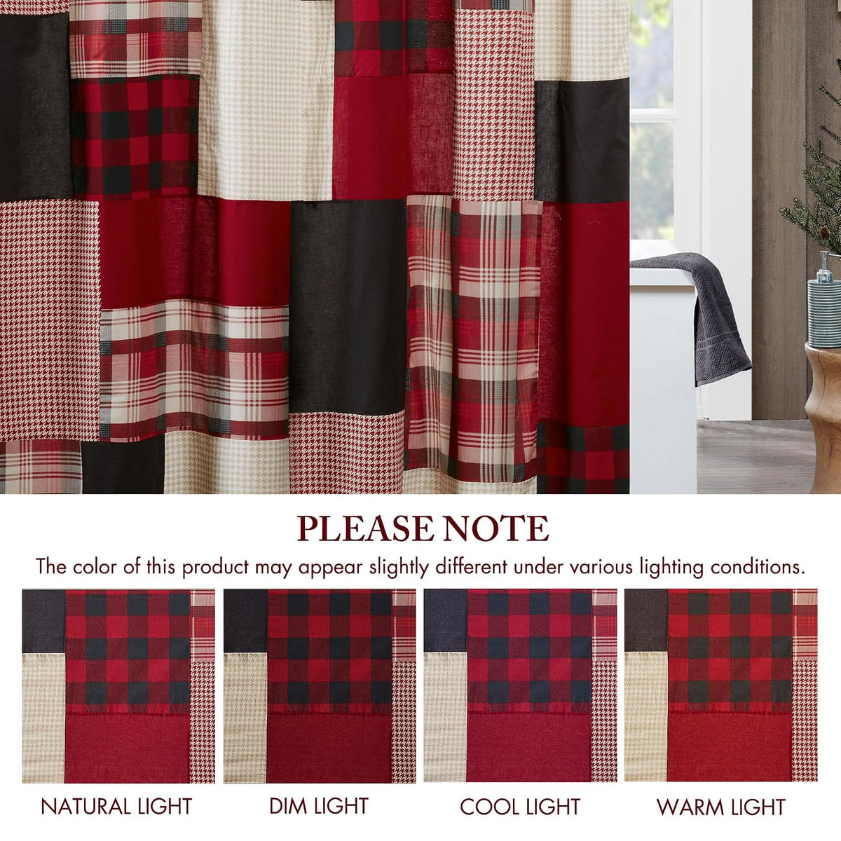 Woolrich Sunset - Cortina de Ducha de algodón para baño, 72 x 72 Pulgadas, Color Rojo