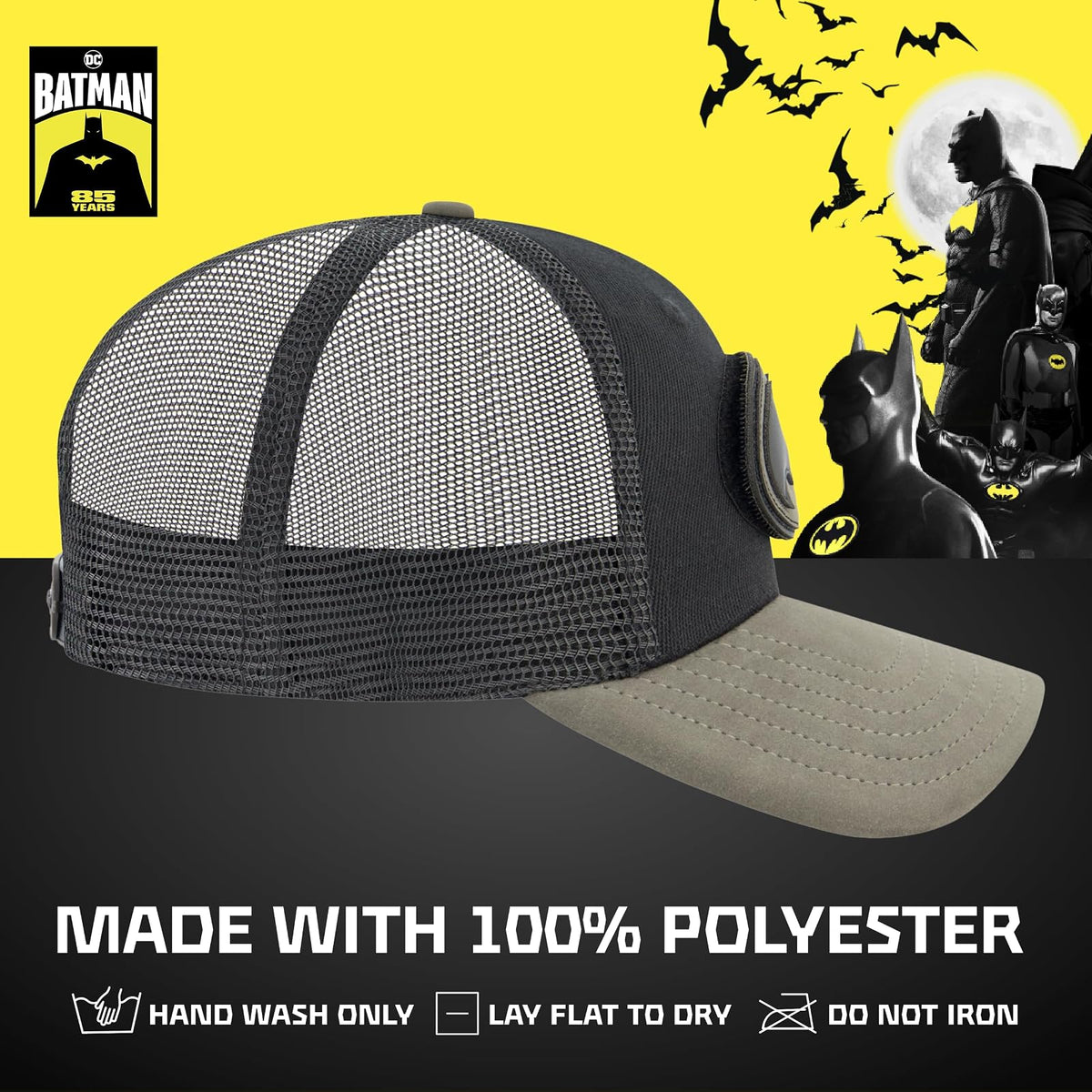 DC Comics Batman Trucker - Gorra de béisbol para Adultos con Borde Curvado, Color Negro, Talla única, Negro -, Talla única