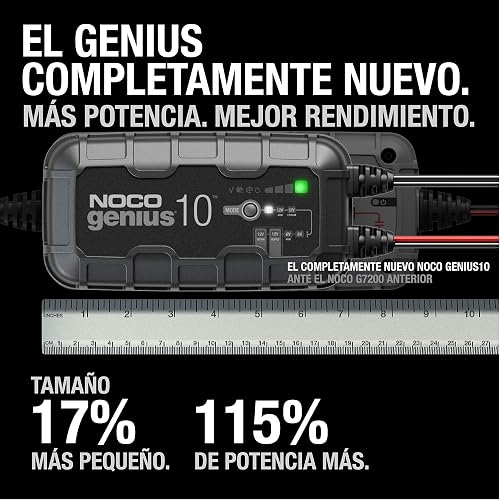 NOCO GENIUS10: Cargador de batería Inteligente 6V/12V 10A – Mantenedor automático, Cargador Lento y desulfatador con protección contra sobrecarga y compensación térmica – para baterías Plomo y Litio