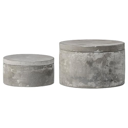 Bloomingville A75500081 - Juego de 2 cajas decorativas redondas de cemento gris