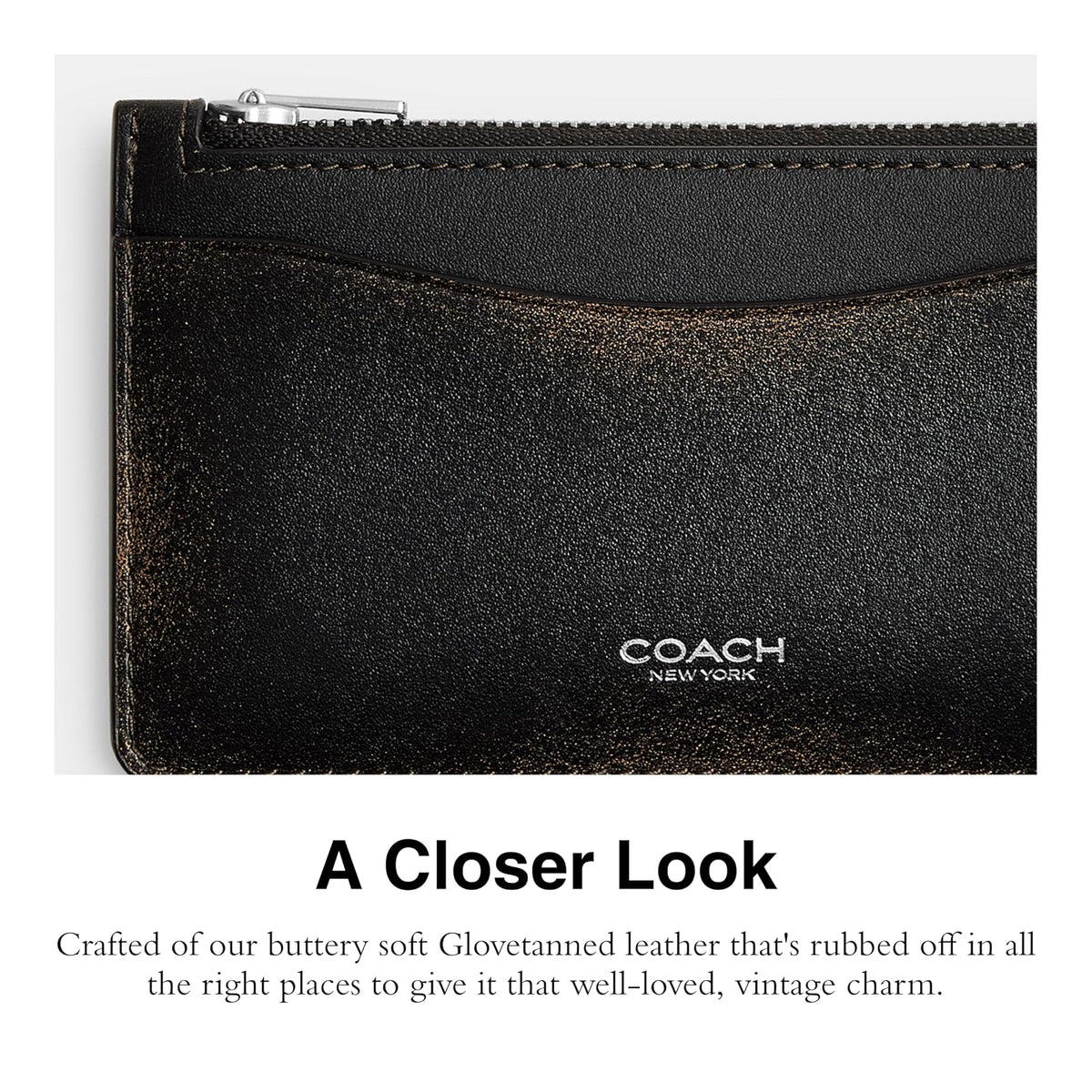 COACH - Funda pequeña con cierre, Negro marrón, One Size