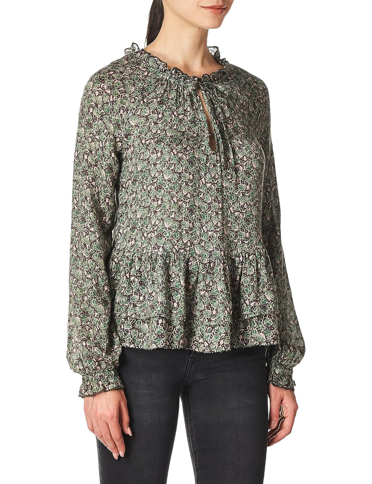 Gloria Vanderbilt William Rast Aimee - Blusa Tejida Campesina para Mujer, Estampado Floral de Memphis, Talla S, Estampado Floral Multi Memphis, S