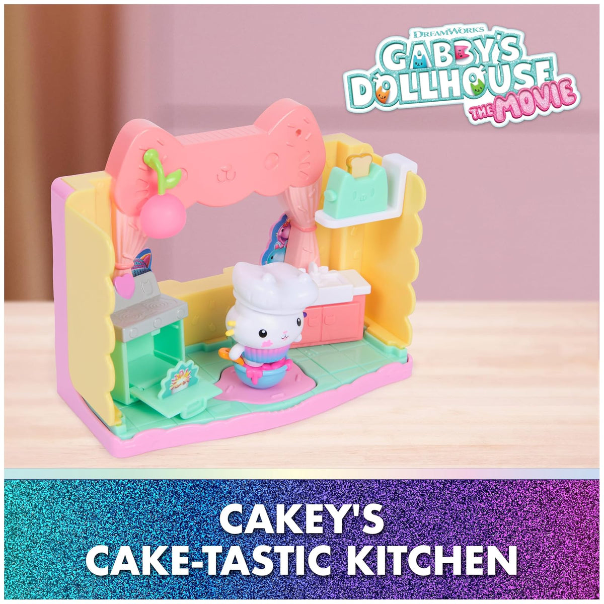 Gabby's Dollhouse: The Movie, Cakey's Sprinkle Cake-Tastic Kitchen, Toy Figure, & Dollhouse Accessories, Kids Toys for Girls & Boys Ages 3 and Up