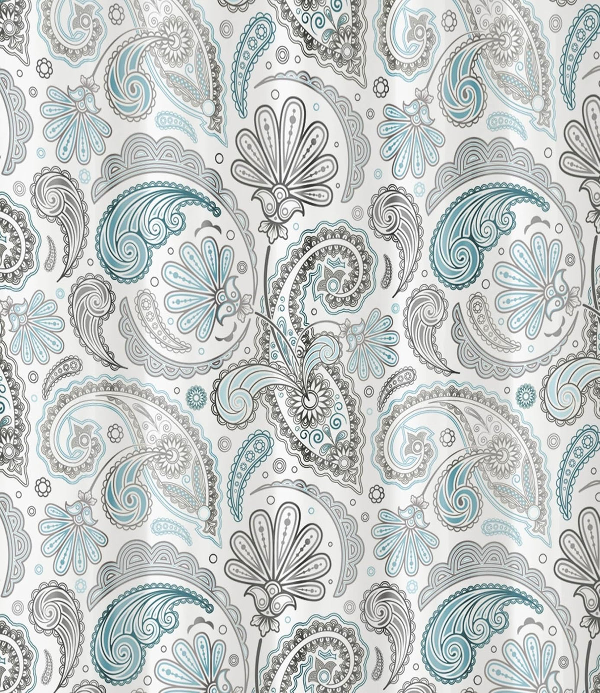 Kassatex Paisley Cortina de Ducha, Tradicional, Azul & Gris, 182.9 x 182.9 cm, 1