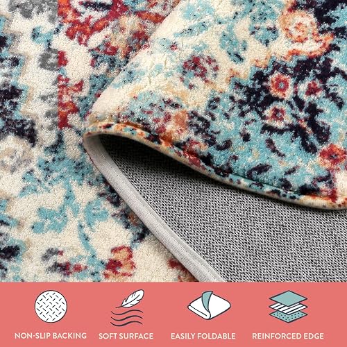 Lahome Bohemian Floral Sock on Runner Carpet Alfombra de baño Lavandería 2x4 Lavandería Hallyway Runner Tapete de baño de Lana Imitación Antideslizante Alfombra de Piso bajo para Cocina Baño Entrada