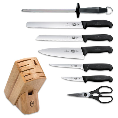 Victorinox - Juego de cuchillos con mango de palisandro (7 piezas), Negro, 8 Pc Fibrox, 1