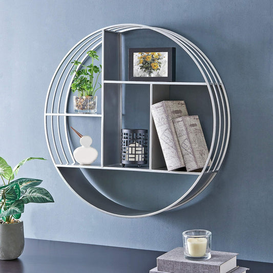 FirsTime & Co. Estante de Pared Brody Plateado, Estante Flotante de Pared de 3 Niveles Redondo para Baño, Dormitorio, Decoración de Sala de Estar, Metal, Industrial, 70 centímetros