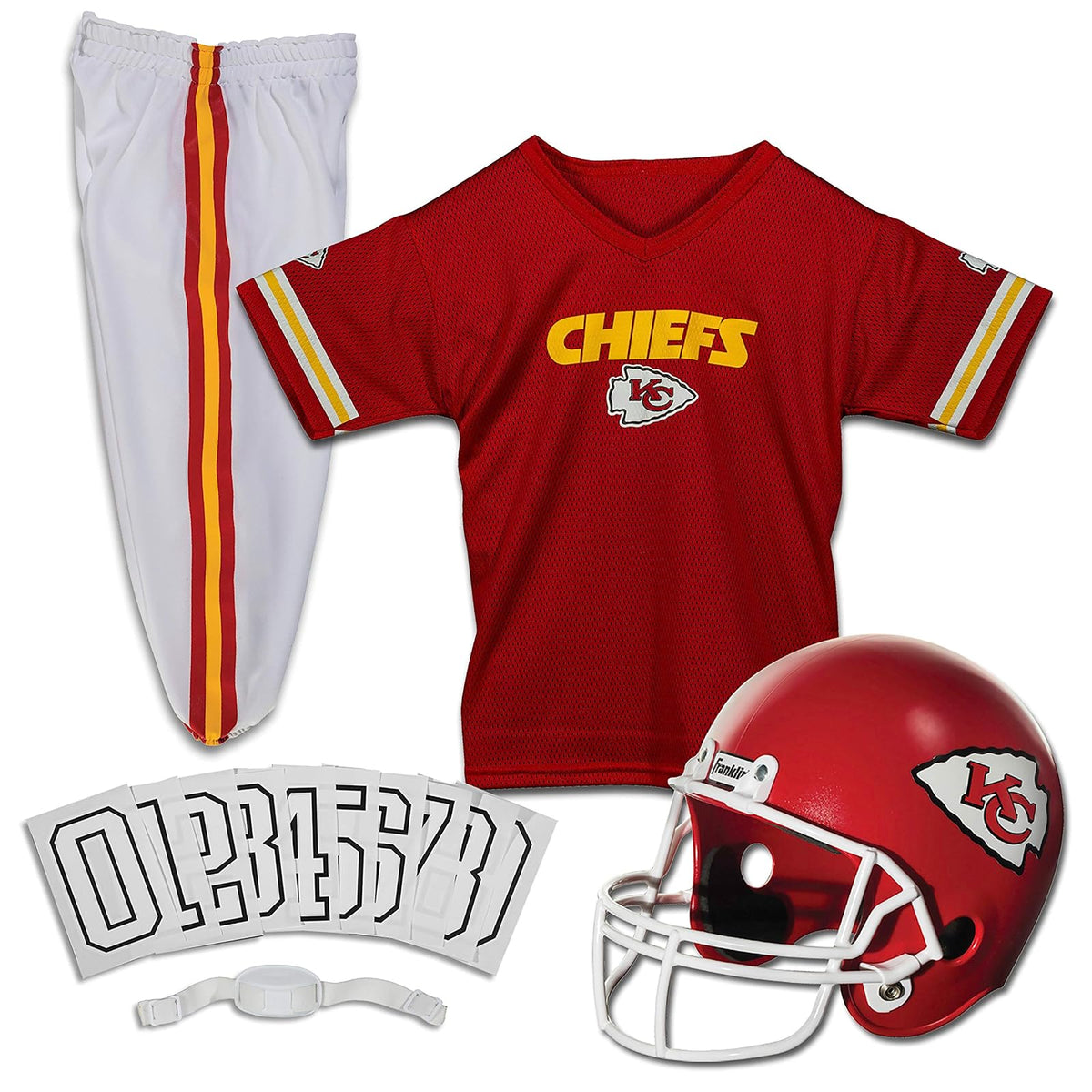 Franklin Sports Set de uniforme juvenil de lujo autorizado por la NFL (Liga Nacional de Fútbol Americana) - Kansas City Chiefs - Chica