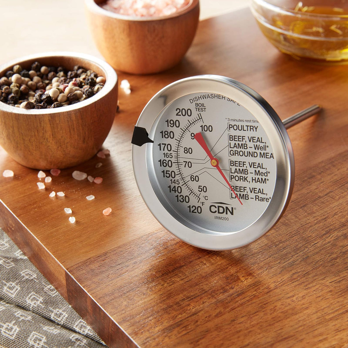 CDN IRM200 Glow ProAccurate Termómetro Resistente al Horno, para Carne y Aves de Corral, Carne/Ave, Esfera Grande, Plateado, Extra Grande, 1
