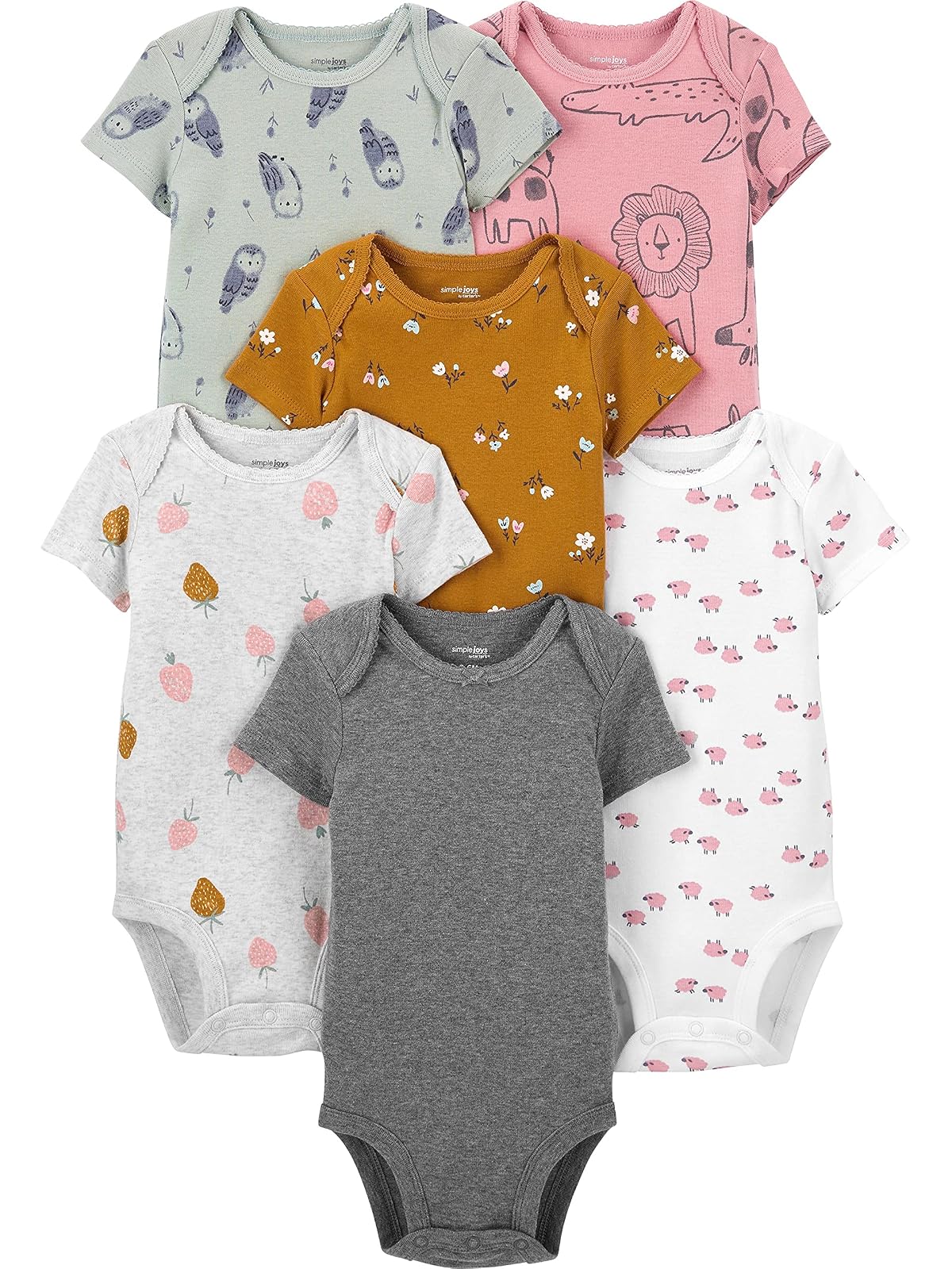 Simple Joys by Carter's 6-Pack Short-Sleeve Bodysuit Body Bebé-Niñas