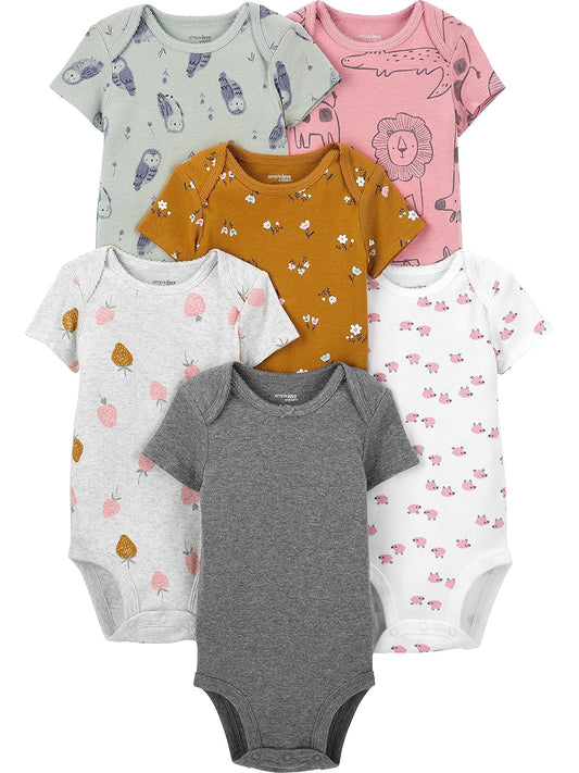 Simple Joys by Carter's 6-Pack Short-Sleeve Bodysuit Body Bebé-Niñas