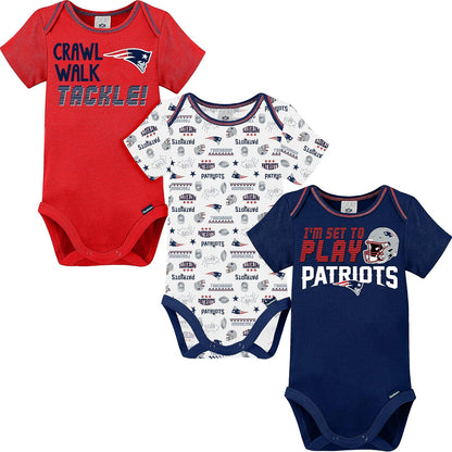Gerber Paquete de 3 Mamelucos con Licencia Oficial de la NFL - New England Patriots - 6-12 Meses - Color del equipo