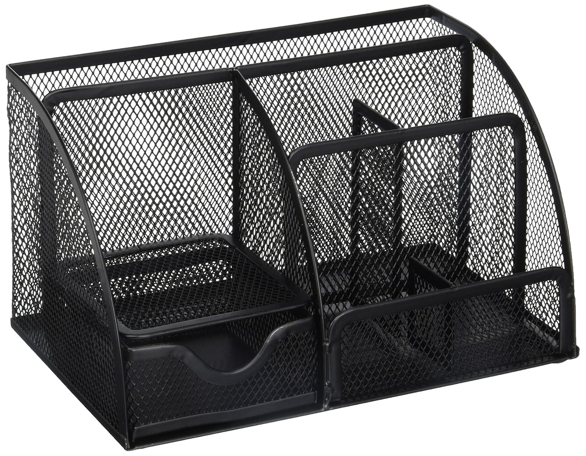greenco Malla Suministros de Oficina Organizador de computadora Caddy, 6 compartimentos, color negro