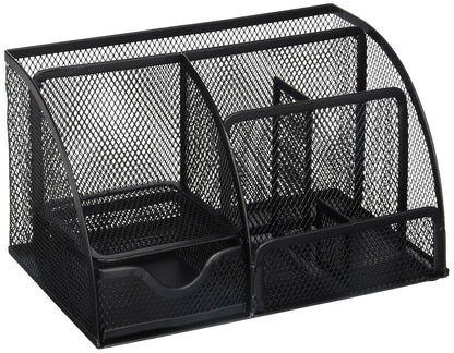 greenco Malla Suministros de Oficina Organizador de computadora Caddy, 6 compartimentos, color negro