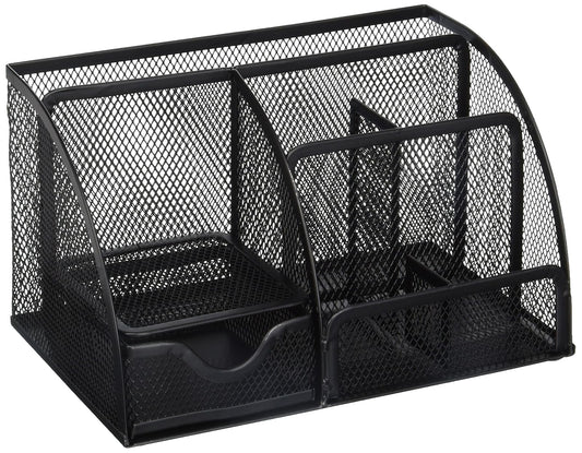 greenco Malla Suministros de Oficina Organizador de computadora Caddy, 6 compartimentos, color negro