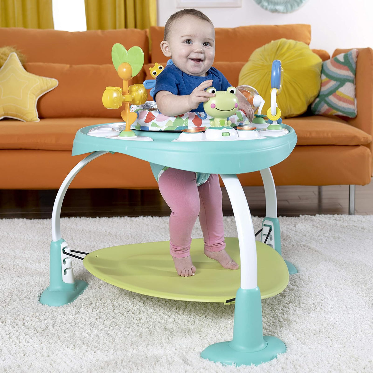 Bright Starts Bounce bounce baby 2-in-1 Activity Jumper & Table - Playful Pond, Paquete De 6120.0 Grams