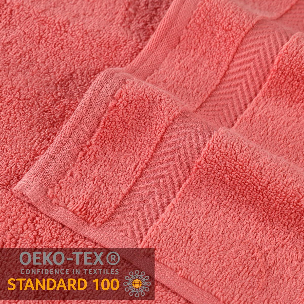 Superior ZT 6 PC Set CO 100% Zero Twist Cotton Super Soft and Absorbent 6 - Piece Towel Set, Coral