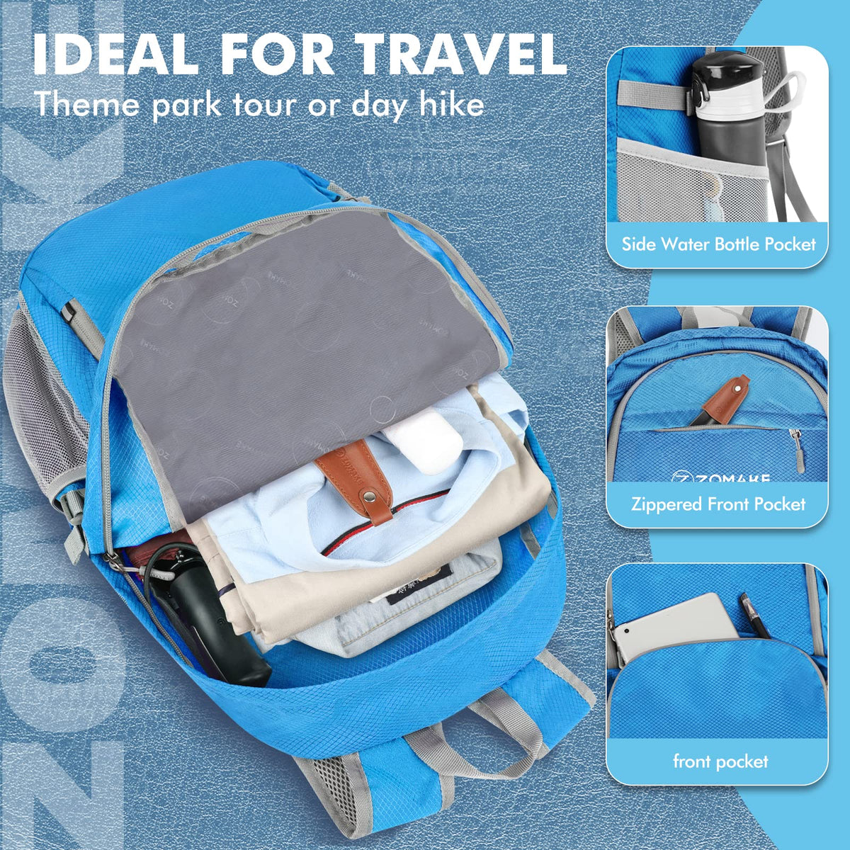 ZOMAKE Lightweight Packable Backpack 30L