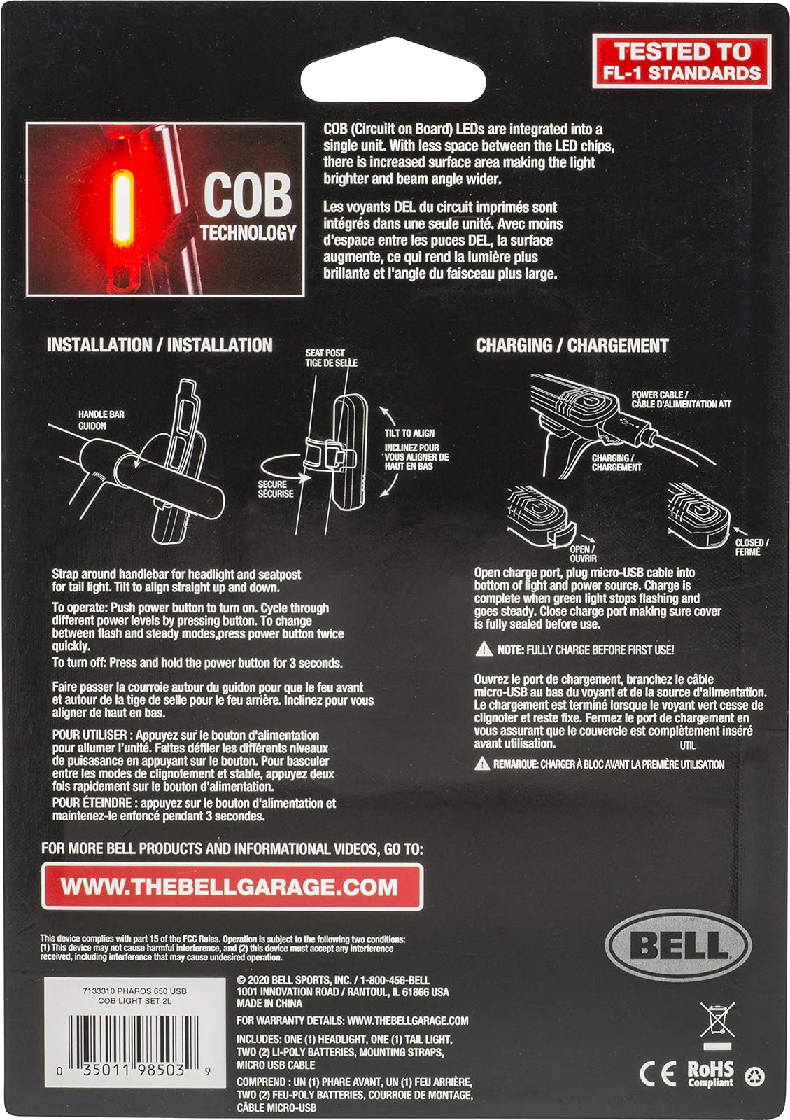 BELL Pharos 650 COB - Juego de Luces para Bicicleta