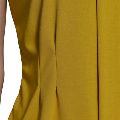 Karl Lagerfeld - Blusa Peplum de Manga Corta con Cuello Redondo y Plisado para Mujer, Dorado (Gold Flake)