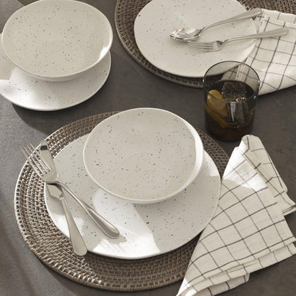 Oneida 895951 Terrazzo Melamina Cream - Juego de vajilla de 12 piezas, material ligero de melamina