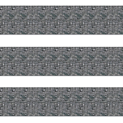 Beistle Telón de Fondo de Pared de Piedra, Paquete de 3 – Extragrande 4' x 30' Decoraciones de Pared Medieval de Plástico para Fiestas de Halloween, Eventos Temáticos de Castillo, Casas Embrujadas