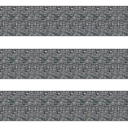 Beistle Telón de Fondo de Pared de Piedra, Paquete de 3 – Extragrande 4' x 30' Decoraciones de Pared Medieval de Plástico para Fiestas de Halloween, Eventos Temáticos de Castillo, Casas Embrujadas