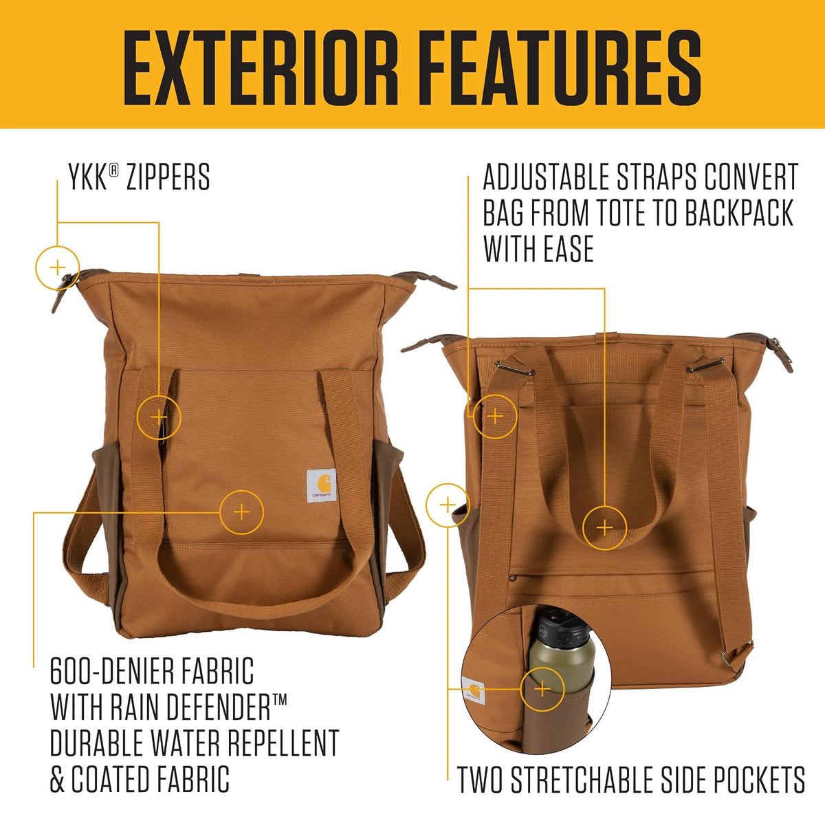 Carhartt Classic Convertible Backpack Tote, Durable Water Repellent Material W/ 17" Laptop Sleeve Mochila convertible clásica Unisex adulto