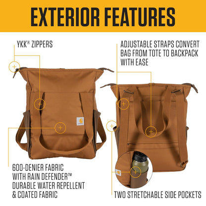 Carhartt Classic Convertible Backpack Tote, Durable Water Repellent Material W/ 17" Laptop Sleeve Mochila convertible clásica Unisex adulto