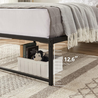 VECELO Base Cama Individual, Marco de Cama de Plataforma de Metal de 36 cm de Altura, no Necesita muelles de Caja, Soporte de Listones de Acero, Color Negro (Individual)