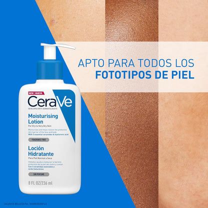 CeraVe Loción Hidratante de Rostro y Cuerpo para Piel Seca con Ácido Hialurónico 236ml