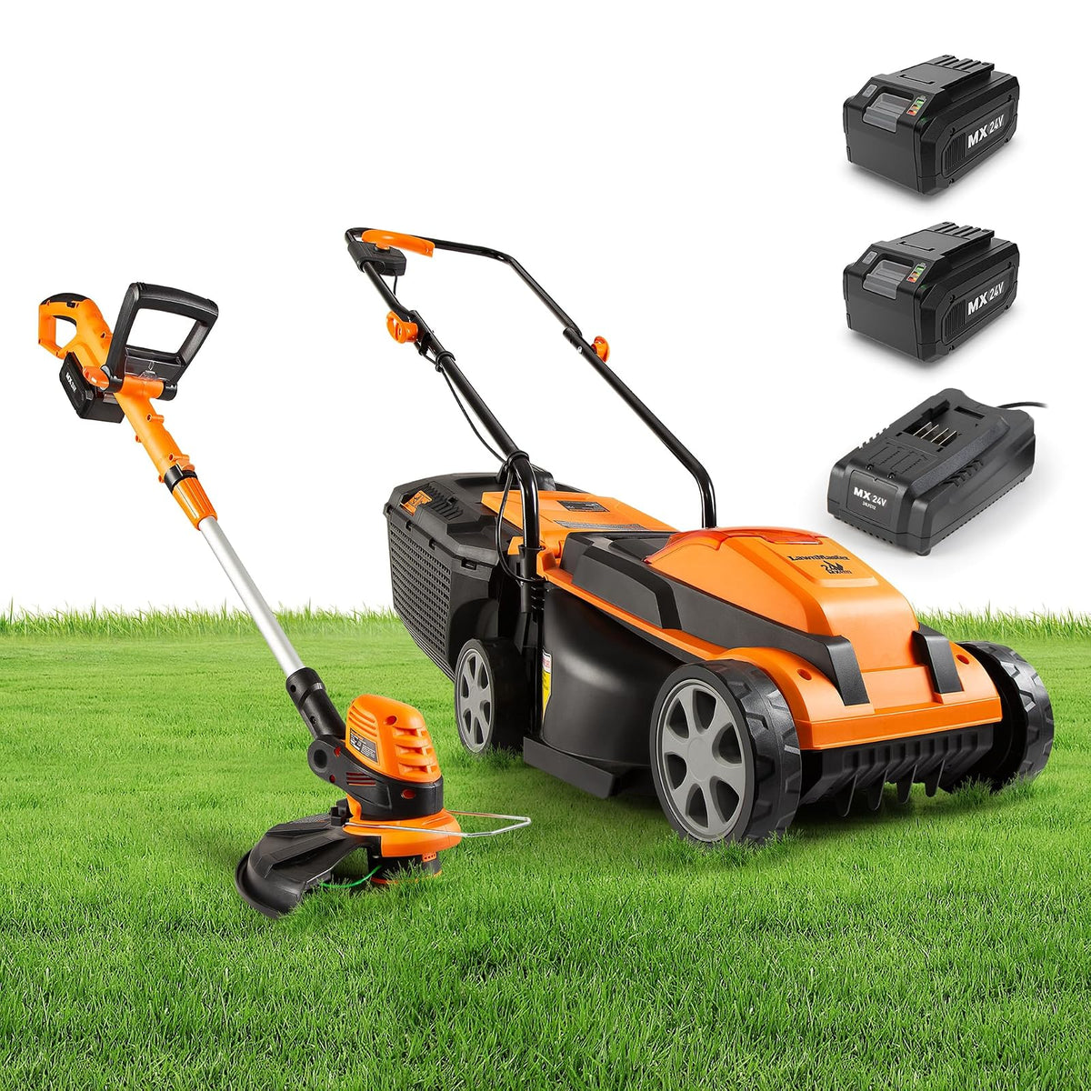 LawnMaster 20VMWGT 24V MAX 33 cm Cortacésped y cortacésped 25.4 cm Combo con 2 baterías de 4.0Ah y Cargador