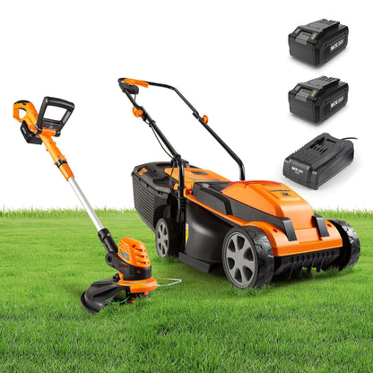 LawnMaster 20VMWGT 24V MAX 33 cm Cortacésped y cortacésped 25.4 cm Combo con 2 baterías de 4.0Ah y Cargador