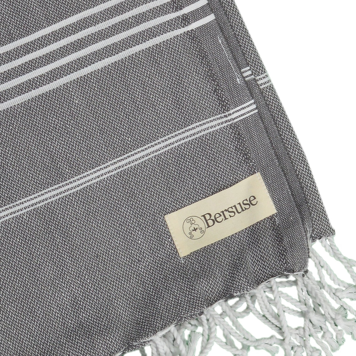 Bersuse - Manta para Cama o sofá (100% algodón, tamaño XL), diseño de Rayas, 61 x 82 Pulgadas, Color Gris