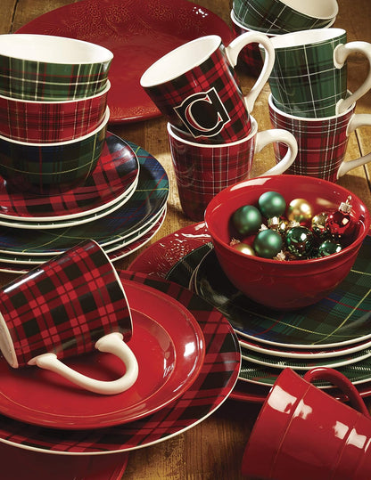 Certified International 22925SET6 - Plato de cena de Navidad a cuadros de 10.8 pulgadas, juego de 6 diseños surtidos, talla única, multicolor
