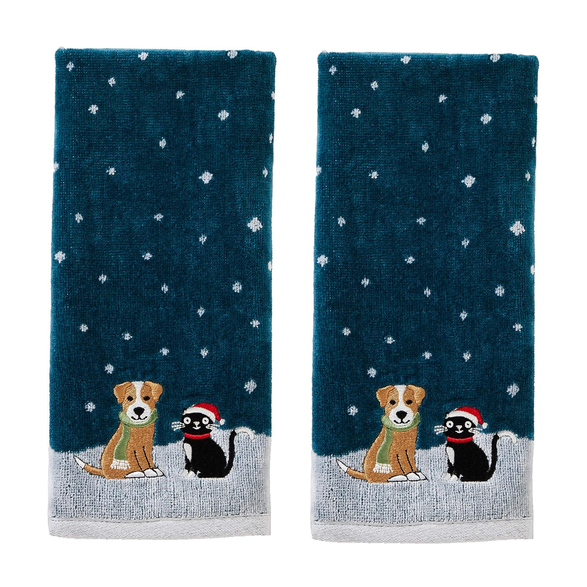 SKL Home - Juego de 2 Toallas de Mano para Gatos y Perros, para baño, Cocina y Regalo, Color Verde Azulado - Juego de toallas de mano - Verde azulado