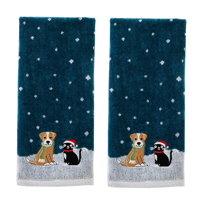 SKL Home - Juego de 2 Toallas de Mano para Gatos y Perros, para baño, Cocina y Regalo, Color Verde Azulado - Juego de toallas de mano - Verde azulado